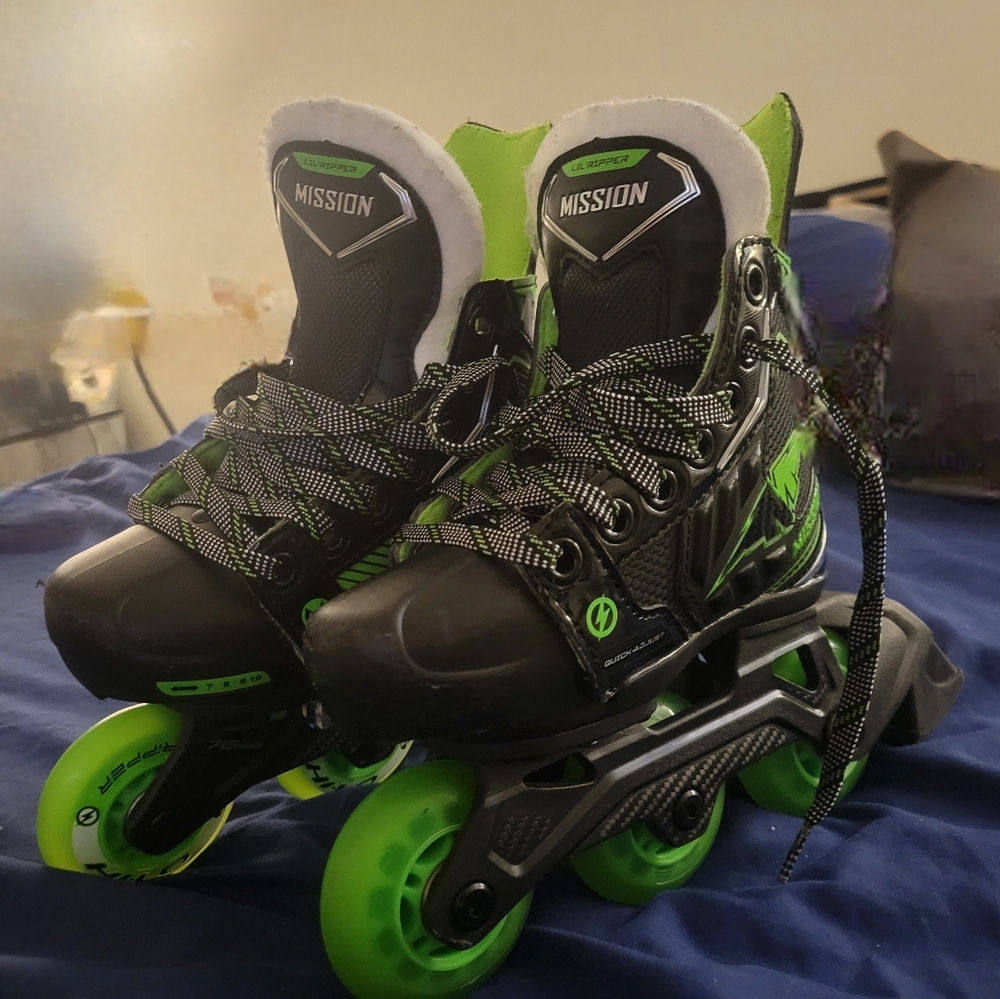 Mission Kids Inline Skates - Black and Green Youth Roller Blades